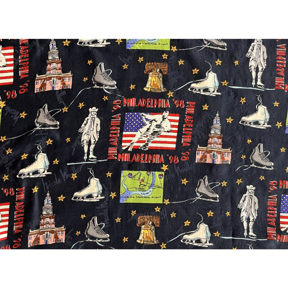 Vintage Nicole Miller Silk Scarf 1998 Theme Philadelphia Figure Skating Novelty - Picture 2 of 7